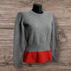 Balenciaga Paris Gray Red Wool Knit Sweater Designer Womens S